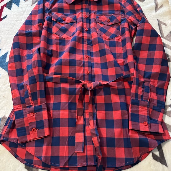 Plaid Button Down Shirt - Red and Blue - Picture 3 of 4